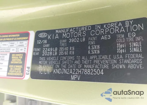 2017 Kia Soul from USA, damaged, VIN KNDJN2A22H7882504
